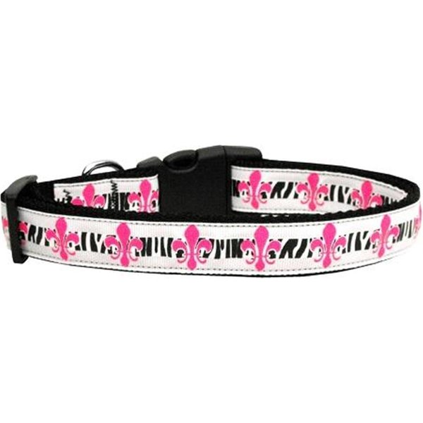Unconditional Love Pink Fleur de Lis Ribbon Dog Collars Large UN751424